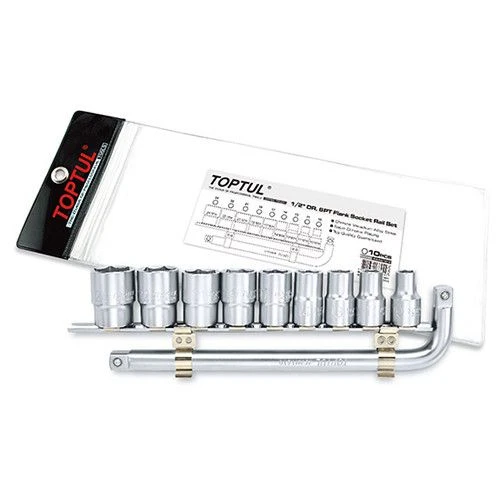 Набор головок 1/2" 10-24мм на планке + Г-обр. вороток 10ед. GAAG1010 TOPTUL Набор головок 1/2" 10-24мм на планке + Г-обр. вороток 10ед. GAAG1010 TOPTUL