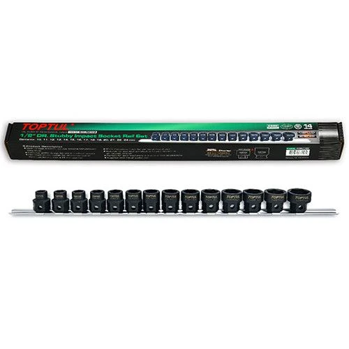 Набор головок ударных низкопрофильных с 6-гр. хвостовиком 1/2" 10-24мм 14ед. GDBU1402 TOPTUL Набор головок ударных низкопрофильных с 6-гр. хвостовиком 1/2" 10-24мм 14ед. GDBU1402 TOPTUL