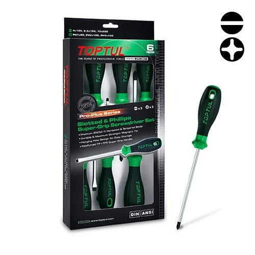 Набор отверток 6ед. PRO-PLUS SERIES (PH, SL) GFE-0601 TOPTUL Набор отверток 6ед. PRO-PLUS SERIES (PH, SL) GFE-0601 TOPTUL