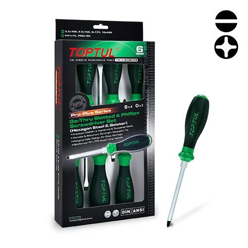 Набор отверток ударных с шестигранником 6ед. PRO-PLUS SERIES GFE-0602 TOPTUL Набор отверток ударных с шестигранником 6ед. PRO-PLUS SERIES GFE-0602 TOPTUL