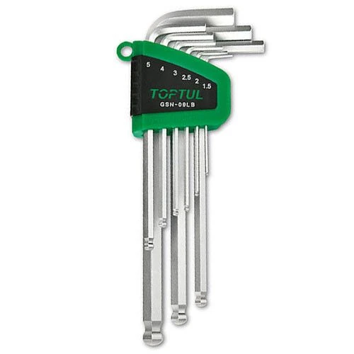 Набор Г-образныхшестигр. 1,5-10мм 9ед. длинных с шаром GSN-09LB TOPTUL Набор Г-образныхшестигр. 1,5-10мм 9ед. длинных с шаром GSN-09LB TOPTUL