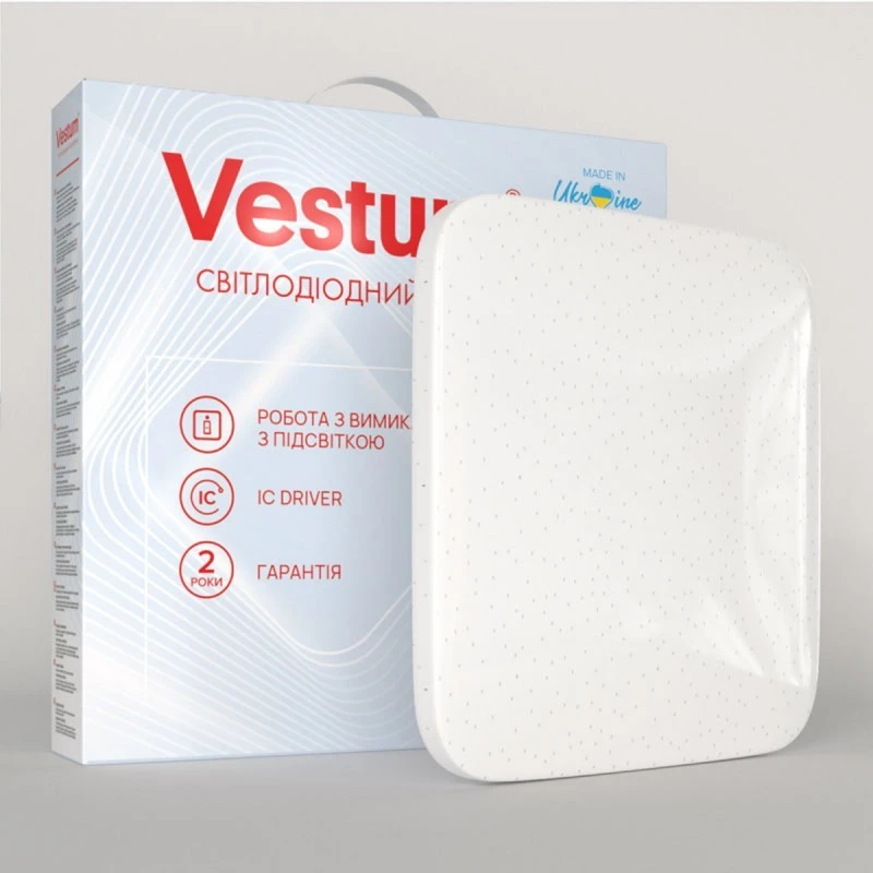 Накладной светодиодный светильник QUATRO звездное небо 24W 330x330x60мм 4000K 2100Lm IP44 белый VS-80055 Vestum Накладной светодиодный светильник QUATRO звездное небо 24W 330x330x60мм 4000K 2100Lm IP44 белый VS-80055 Vestum