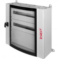 Шкаф металлический e.mbox.industrial.n.96.bc.gl IP55 навесной на 96 модулей со сплошной панелью со стеклом CPD609020 E.NEXT