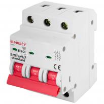 Автоматичний вимикач 20A 4,5kA 3 полюси тип B e.mcb.stand.45.3.B20 s001027 E.NEXT