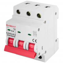 Автоматичний вимикач 4A 4,5kA 3 полюси тип C e.mcb.stand.45.3.C4 s002027 E.NEXT