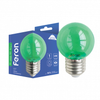 Светодиодная лампа декоративная LB-37 G45 1W E27 зеленая прозрачная 01898 Feron