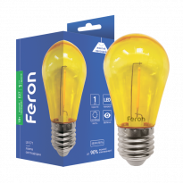Светодиодная лампа декоративная LB-371 S14 1W E27 желтая прозрачная 01899 Feron