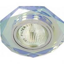 Точечный врезной светильник 8020-2 MR16 GU5.3 50W многогранник перламутр серебро Feron