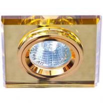 Точечный врезной светильник 8170-2 MR16 GU5.3 50W квадрат желтый серебро Feron