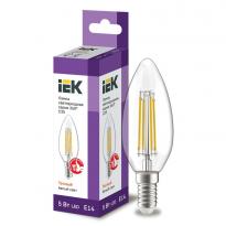 Лампа светодиодная C35 свеча прозрачная 5W 230V 3000К E14 серия 360° LLF-C35-5-230-30-E14-CL IEK