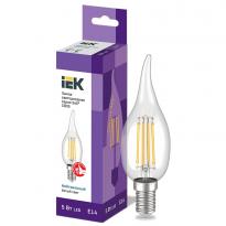 Лампа светодиодная CВ35 свеча на ветру прозрачная 5W 230V 4000К E14 серия 360° LLF-CB35-5-230-40-E14-CL IEK