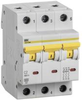 Автоматичний вимикач ВА47-60 2A 6kA 3 полюси тип C MVA41-3-002-C IEK