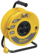 Удлинитель на катушке УК40 «Industrial» желтый 40м 4 гнезда с заземлением IP20 3300W WKP15-16-04-40 IEK