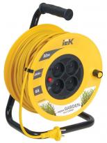 Подовжувач на котушці УК30 Garden з термозахистом жовтий 30м 4 гнізда без заземлення IP20 1650W WKP23-06-04-30 IEK