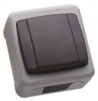 Выключатель 1-клавишный серый 36064001 влагозащитная серия IP55 Makel