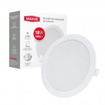 Светодиодный светильник врезной RDL 18W 4100K IP44 круг белый 1-RDL-1841-IP Maxus