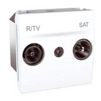 Механізм розетки TV-FM-SAT прохідний 2-мод. білий MGU3.456.18 Schneider Electric Unica