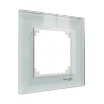 Рамка стекло 1 пост M-Elegance Merten System M белый кристалл MTN4010-3220 Schneider Electric