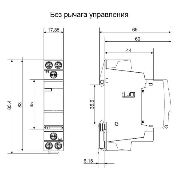 Габаритні розміри контактора Hager ESL226