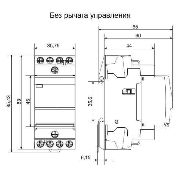 Габаритні розміри контактора Hager ESD425SDC