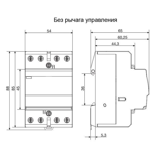 Габаритні розміри контактора Hager ERD263S