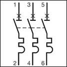 Схема підключення 3-полюсного автоматичного вимикача HLF390S