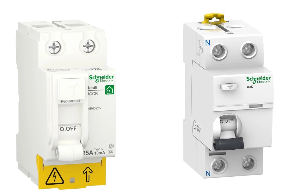 двухполюсные УЗО 25А/10мА и 40А/30мА Schneider Electric для установки на DIN-рейку