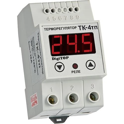 Одноканальный терморегулятор с датчиком TK-4тп DIN-рейка DigiTOP