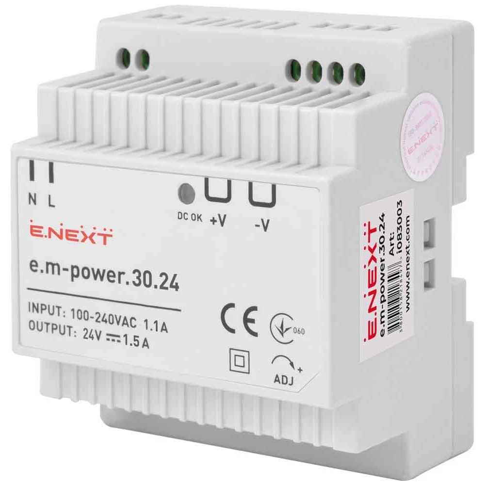 Блок питания на DIN-рейку e.m-power.30.24 30W DC24V i083003 ENEXT