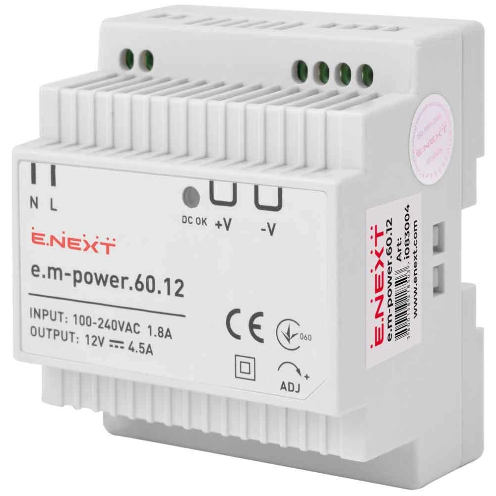 Блок питания на DIN-рейку e.m-power.60.12 60W DC12V i083004 ENEXT