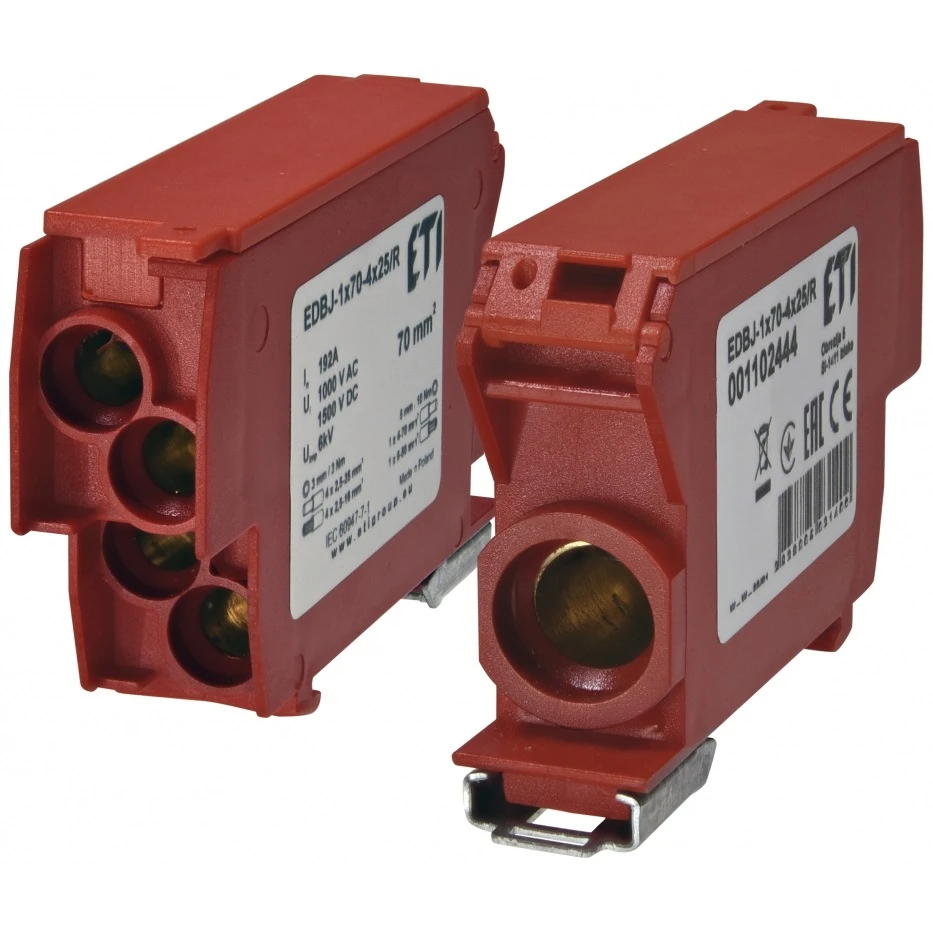 Клеммный блок EDBJ-1x70-4x25/R 192A 1 полюс 1 вход 4 выхода красный 001102444 ETI