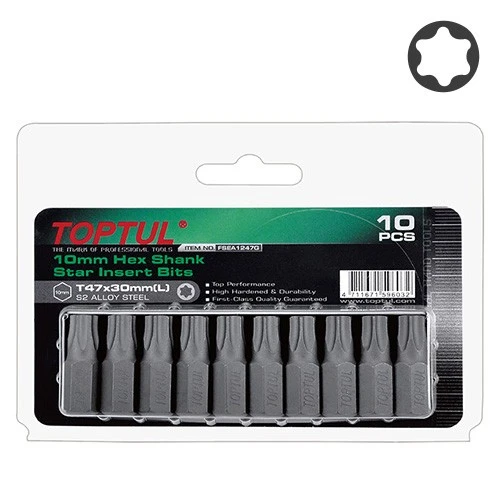 Набор бит 10мм L30мм T40 10ед. на блистере FSEA1240G TOPTUL