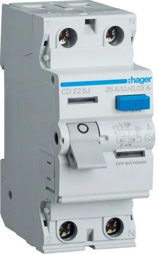 ПЗВ 25A 30mA 6kA тип A 2 полюси CD225J Hager