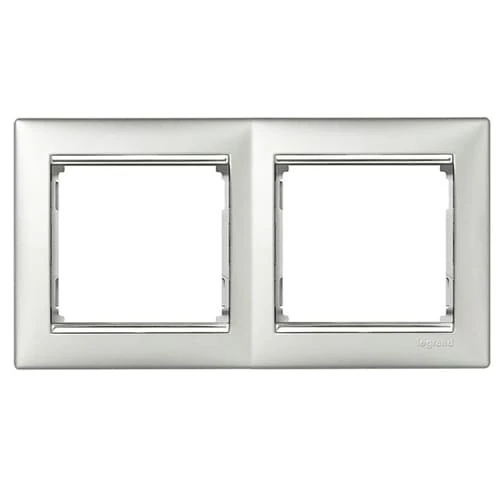 Рамка 2 поста алюминий/серебряный штрих Legrand Valena 770352