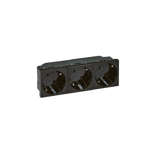 Блок розеток 3х2К+З 16А 250V 4 модуля MOSAIC 79373 черный матовый Legrand