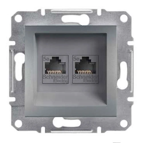 Механизм розетки компьютерной RJ45 категории 5e UTP двойной сталь EPH4400162 Schneider Electric Asfora
