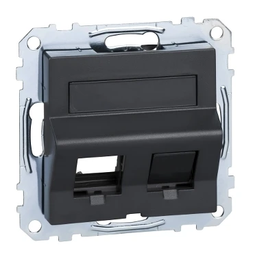 Центральная панель для Keystone RJ45 розетки Merten System M MTN4568-0414 с полем для надписи антрацит Schneider Electric