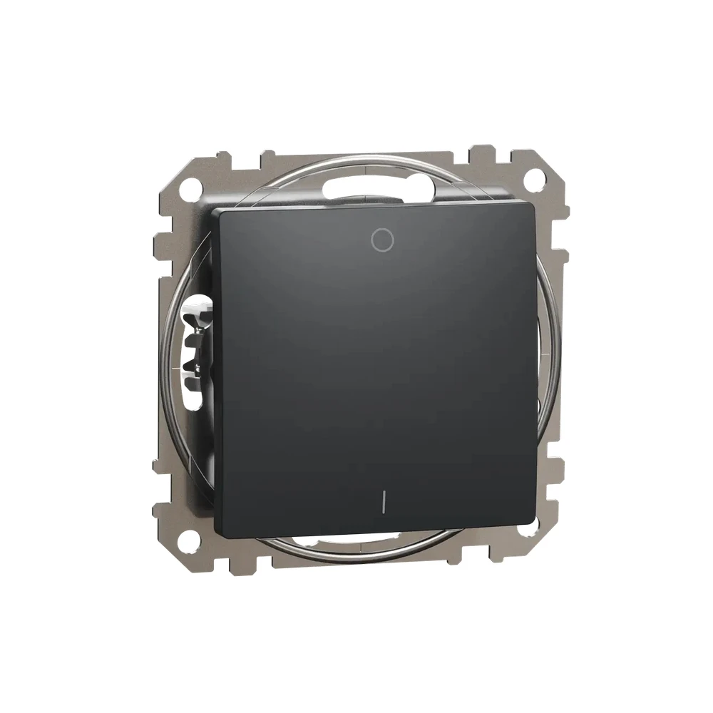 Одноклавишный двухполюсный черный черный выключатель 10A Sedna Design & Elements SDD114102 Schneider Electric