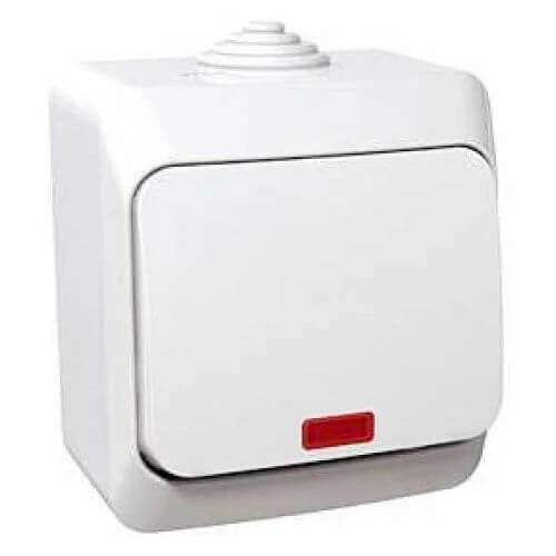Одноклавишный выключатель с подсветкой 16A 250V белый IP44 Cedar Plus WDE000514 Schneider Electric