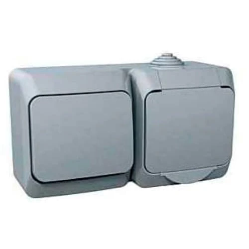 Блок выключатель+розетка (2К+З) 16A 250V серый IP44 Cedar Plus WDE000600 Schneider Electric