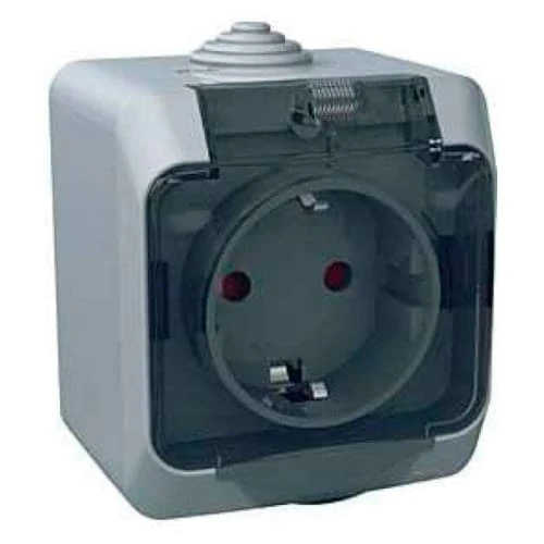 Одинарная розетка (2К+З) 16A 250V серая IP44 Cedar Plus WDE000643 Schneider Electric