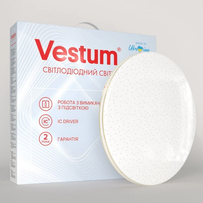 Накладной светодиодный светильник SIMPLE звездное небо 36W 375x60мм 4000K 2900Lm IP44 белый+золото VS-80021 Vestum
