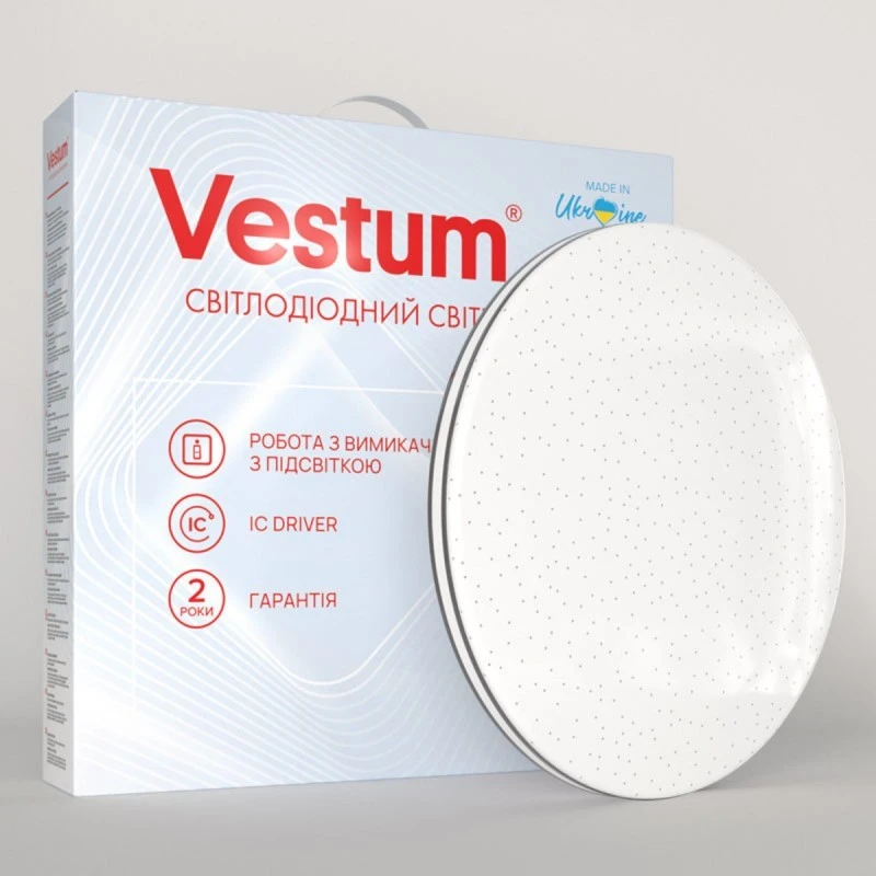 Накладной светодиодный светильник SIMPLE звездное небо 36W 375x60мм 4000K 2900Lm IP44 белый+черный VS-80022 Vestum