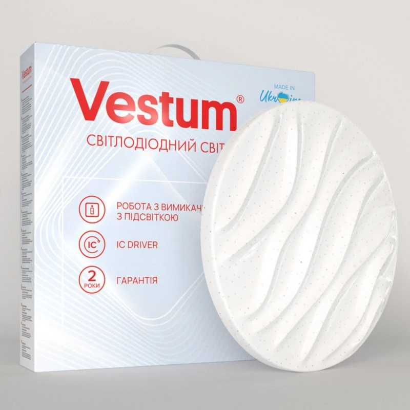 Накладной светодиодный светильник DUNE звездное небо 36W 395x65мм 4000K 2900Lm IP44 белый VS-80041 Vestum
