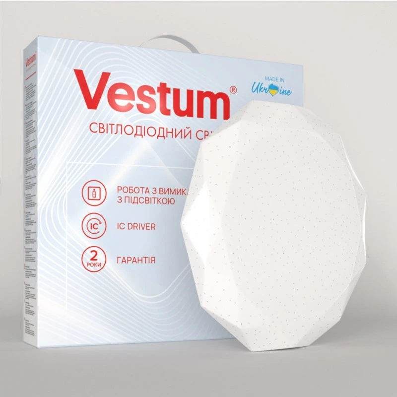 Накладной светодиодный светильник DIAMANT звездное небо 24W 340x50мм 4000K 2100Lm IP44 белый VS-80058 Vestum