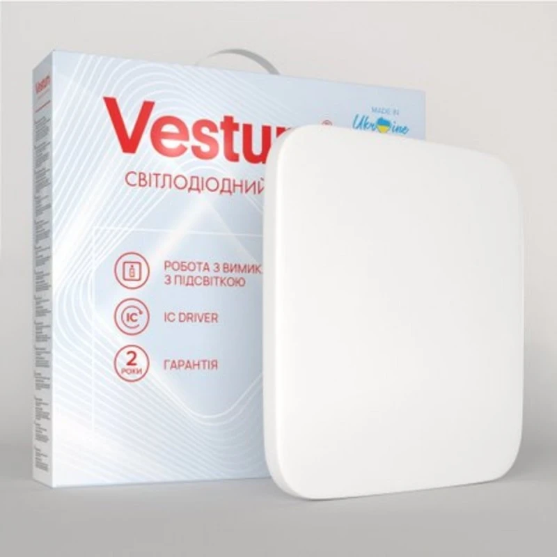 Накладной светодиодный светильник QUATRO матовый 36W 380x380x65мм 4000K 2900Lm IP44 белый VS-80061 Vestum