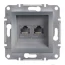 Механизм розетки телефонной RJ11 двойной сталь EPH4200162 Schneider Electric Asfora
