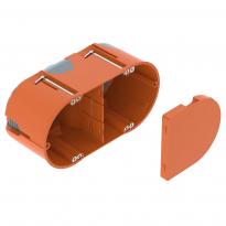 Коробка монтажная (подрозетник) двойная овальная для гипсокартонных стен 142x71x61мм оранжевая 2003826 OBO Bettermann