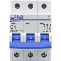 Автоматичний вимикач ВА-2017/С 3 полюси 1А тип C A0010170038 АСКО-УКРЕМ