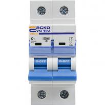 Модульний автоматичний вимикач UTrust 2 полюси 1А тип C 6kА A0010210058 АСКО-УКРЕМ